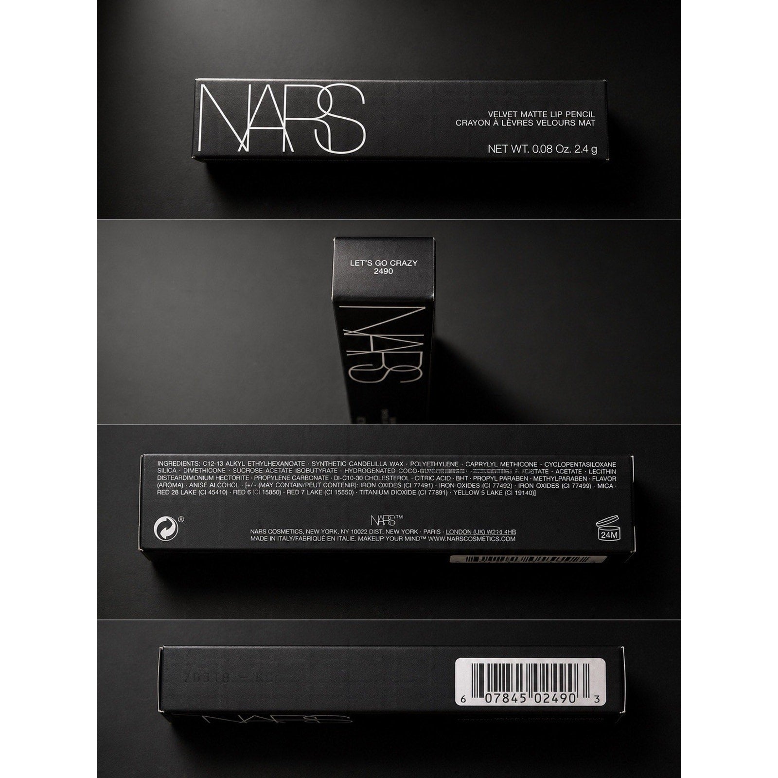 NIB Nars Velvet Matte Lip Pencil Crayon Let'S Go Crazy Pink 0.08oz 2.4g Full