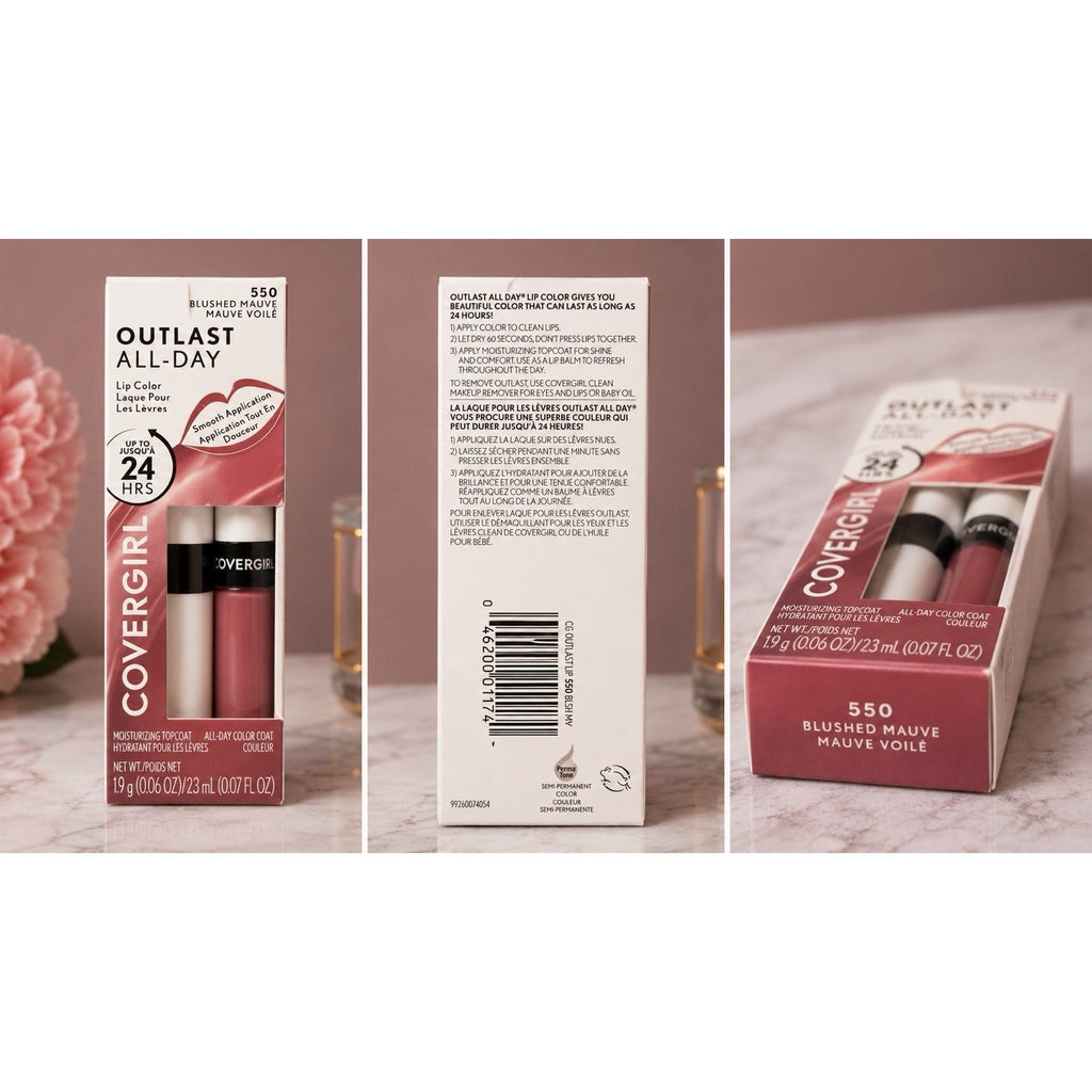 Outlast All-Day, Lip Color, 550 Blushed Mauve, 2 Piece Set