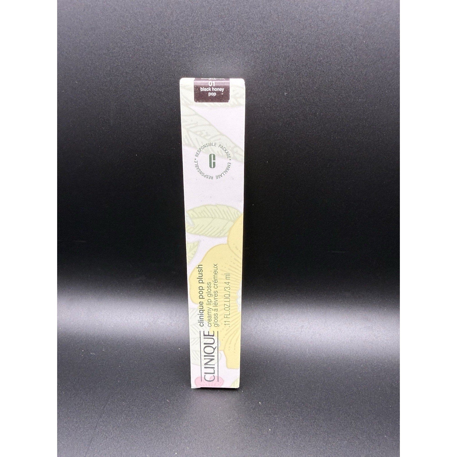Clinique Pop Plush Creamy Lip Gloss 01 Black Honey Pop 0.11 oz/3.4ml Full Size