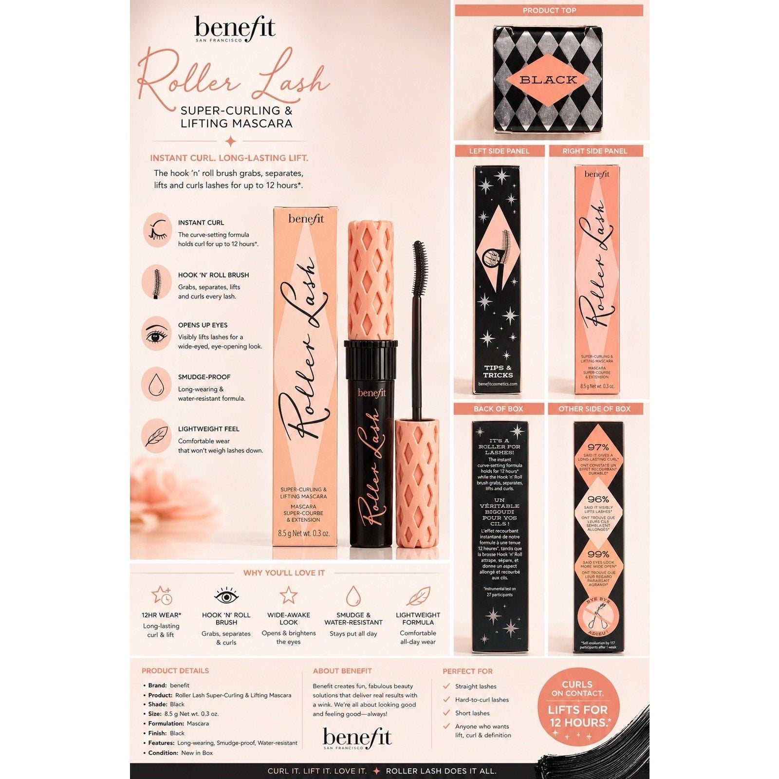 Benefit EM01 Lash Curling & Lifting Mascara - 0.3oz