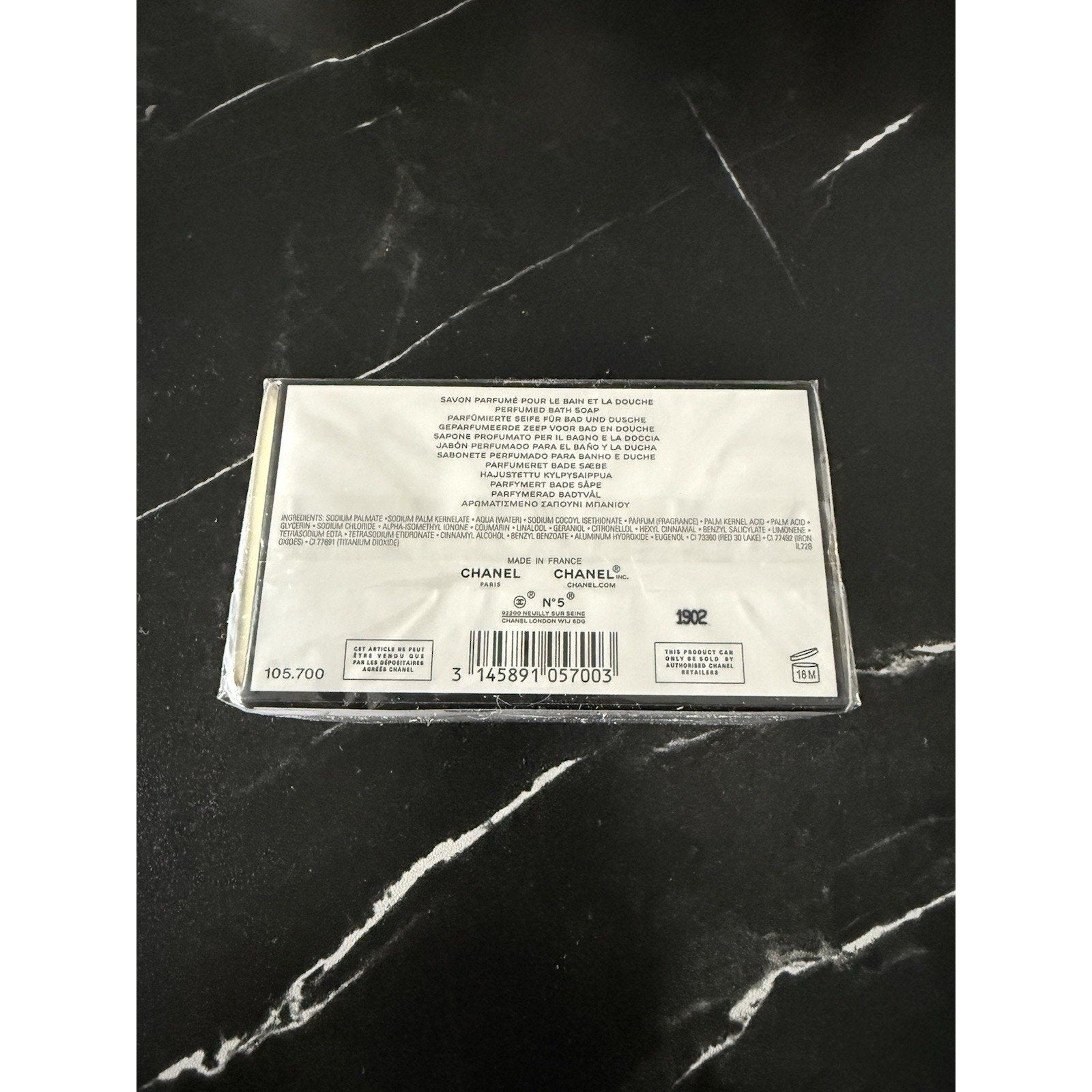 CHANEL No. 5 Le Savon Bath Soap Bar for Women, White, 5.3 oz (Sealed)