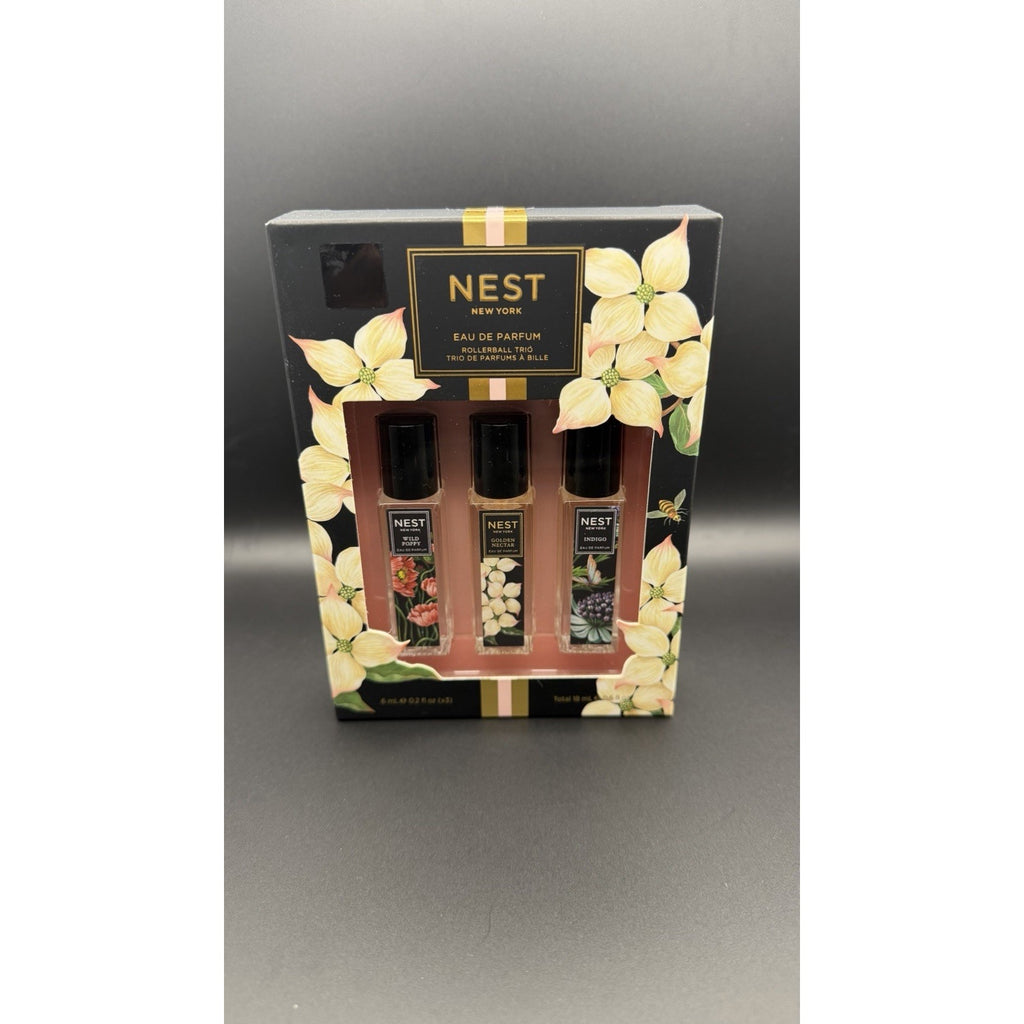 NEST EAU DE PARFUM ROLLERBALL TRIO WILD POPPY GOLDDN NECTAR INDIGO 6mL e 0.2 oz.